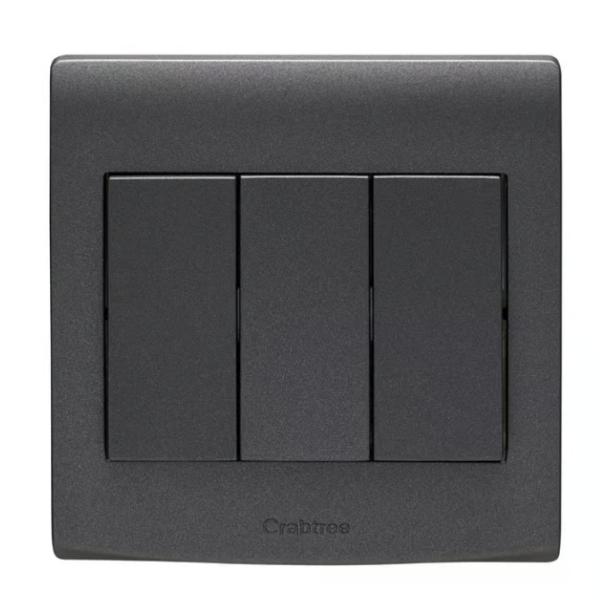 CRABTREE 10AX SP 3 gang 2 way switch WR BLACK