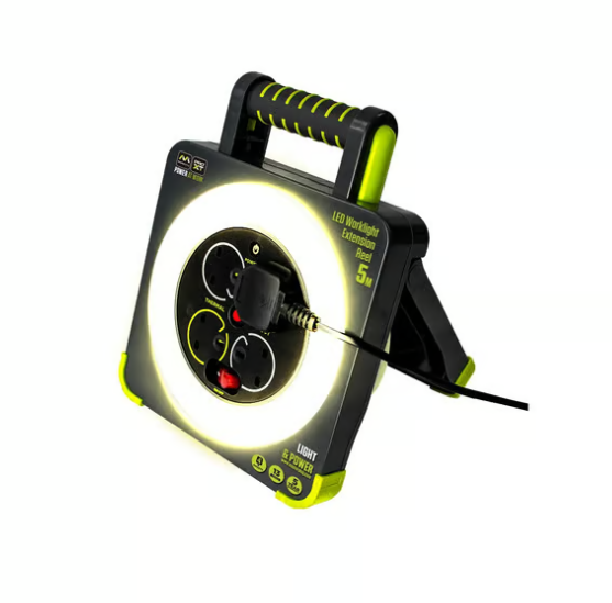 MASTERPLUG 13A 4-Socket Work Light Reel with 5m Cable