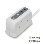 MASTERPLUG 4 socket Compact Extension with 2 X USB(2.1A), 1 Meter WHITE Surge protector