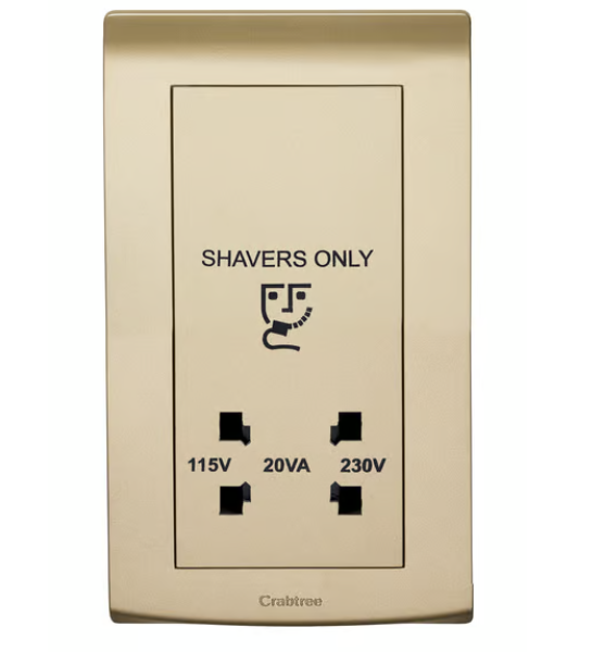 CRABTREE 20VA 5oHz Shaver Unit 230/115V GOLD