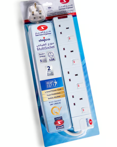 DAJCO Extension 5 Mtr 13A 4 Way Individually Switched