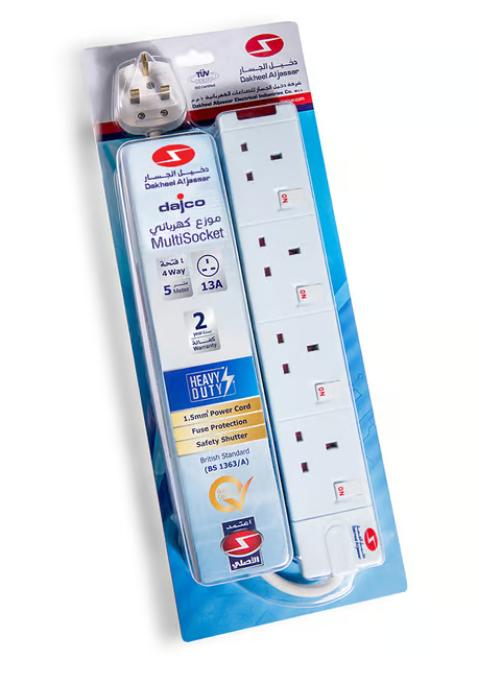DAJCO Extension 5 Mtr 13A 4 Way Individually Switched