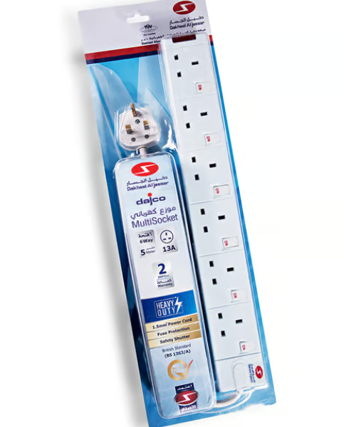 DAJCO Extension 5 Mtr 13A 6 Way Individually Switched