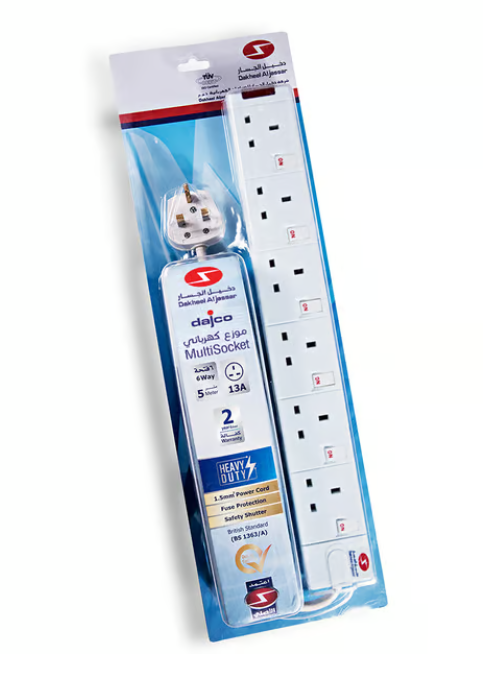 DAJCO Extension 5 Mtr 13A 6 Way Individually Switched