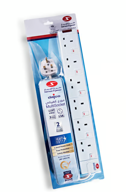DAJCO Extension 3 Mtr 13A 6 Way Individually Switched