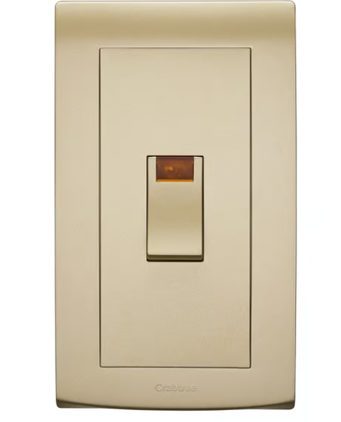 CRABTREE 45A 2 gang vertical switch with neon GOLD