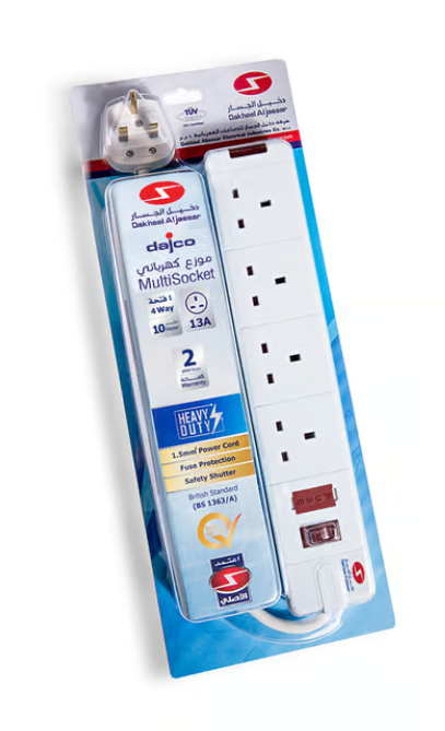 DAJCO Extension 10 Mtr 13A 4 Way W/Neon Switch