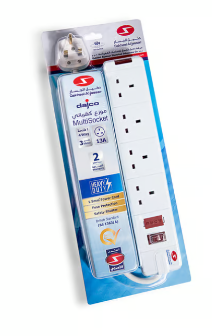 DAJCO Extension 3 Mtr 13A 4 Way W Neon