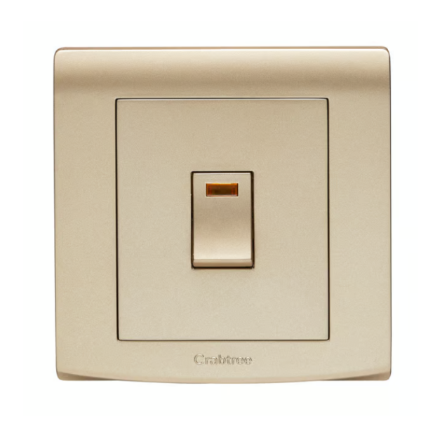 CRABTREE 32AX DP 1 gang switch with neon GOLD