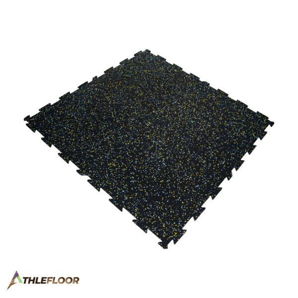 THLEFLOOR Rubber Interlocking Tile Flooring Color Black with Babe Blue, Yellow, White EPDM