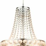 CHANDELIER CHROME PLATED METAL CLEAR ACRYLIC CRYSTALS