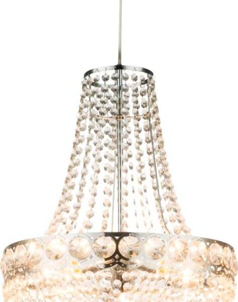 CHANDELIER CHROME PLATED METAL CLEAR ACRYLIC CRYSTALS