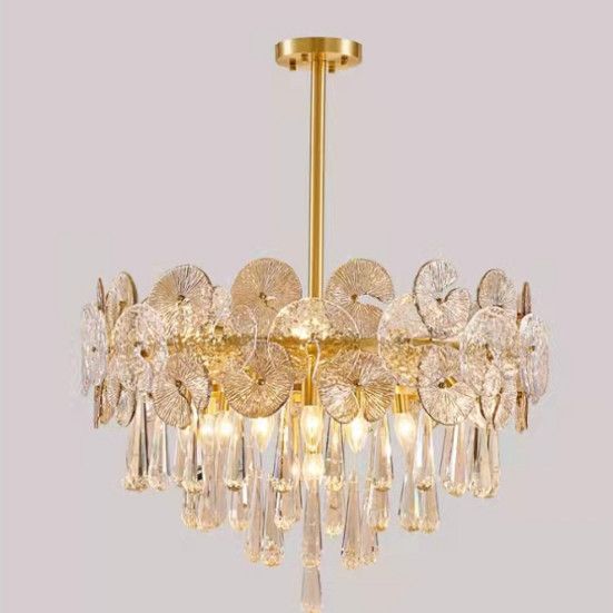 CHANDELIER DESROCH E14 COPPER GLASS MULTIPLE PENDANT D800XH450