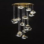 CHANDELIER DESROCH G4 COPPER CRYSTAL CHANDELIERS LIGHTING D600 H1500