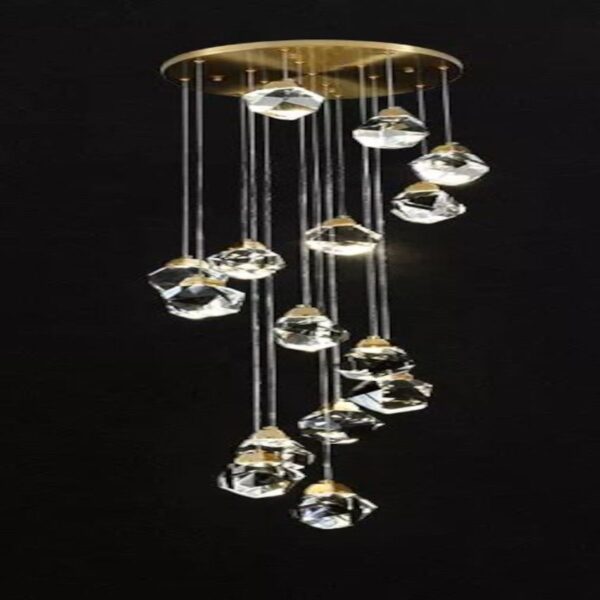 CHANDELIER DESROCH G4 COPPER CRYSTAL CHANDELIERS LIGHTING D600 H1500
