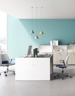 Vee Cluster Face to Face with Fixed Pedestal Clearance Workstations - Image 3