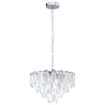 CHANDELIER EGLO CHROM SAT KLAR CARVARIO CRYSTAL DESIGN