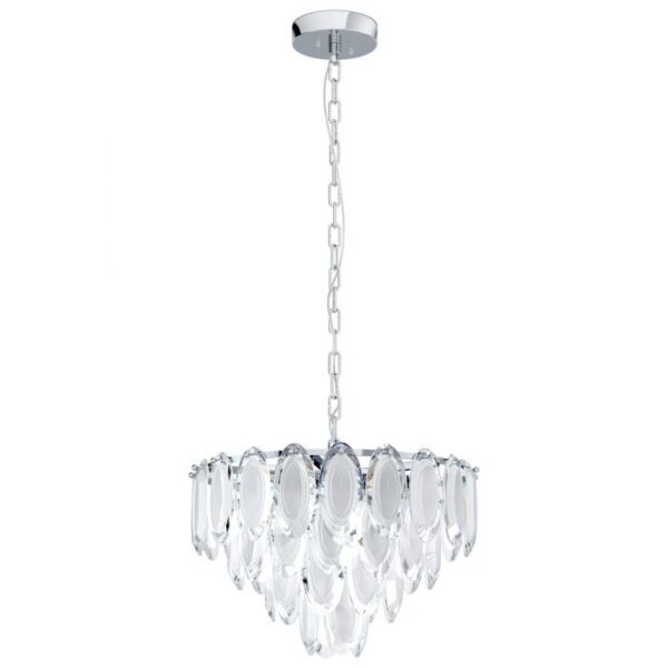 CHANDELIER EGLO CHROM SAT KLAR CARVARIO CRYSTAL DESIGN