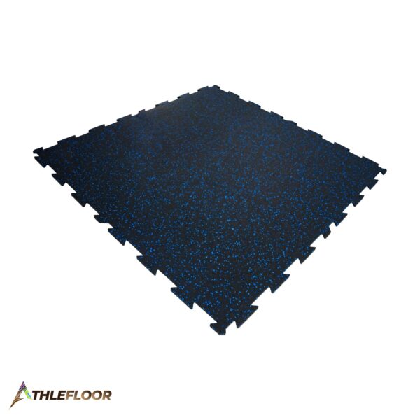 THLEFLOOR Rubber Interlocking Tile Flooring Color Black with Blue