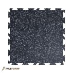 THLEFLOOR Rubber Interlocking Tile Flooring Color Black with Whire