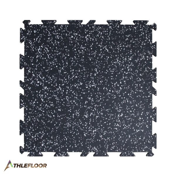 THLEFLOOR Rubber Interlocking Tile Flooring Color Black with Whire
