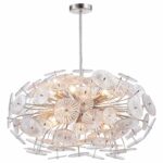 CHANDELIERS DESROCH SILVER LEAF TONED RUSTIC VINTAGE IRON AND GLASS PENDANT LIGHT