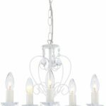 CHANDELIER PINJA METAL WHITE CLEAR ACRYLIC CRYSTALS