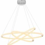 CHANDELIER SUSPENSION LAMP CHROME PLATED METAL OPAL PLASTIC