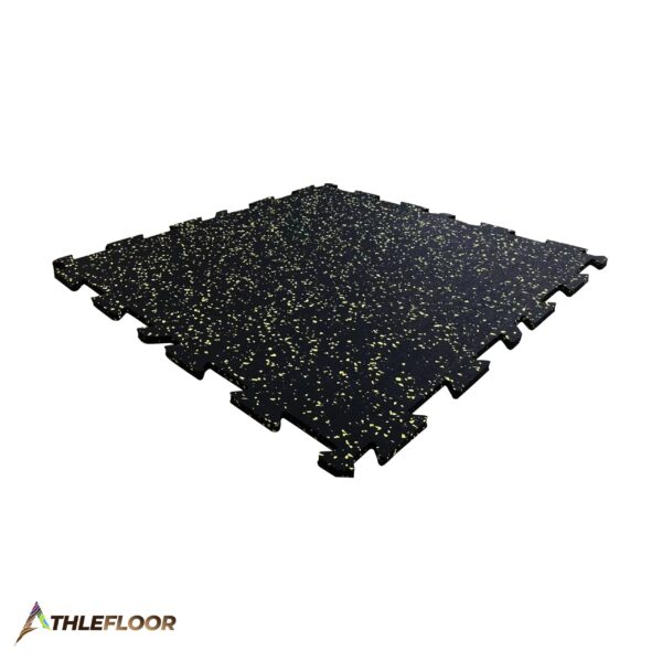 THLEFLOOR Rubber Interlocking Tile Flooring Color Black with Yellow