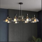 Chandeliers Led retro light Living Room Dining Room Kitchen Glass Amber Lustre hotel Design chrome
