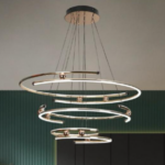 Chandelier LED Pendant Light Gold Modern LED 2 Rings Irregular Round