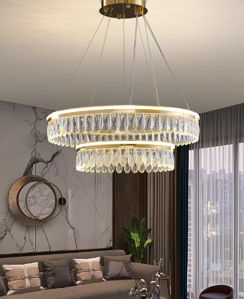 CHANDELIER LED Modern Dimmable Chrome Gold Home Deco Crystal Oval Lighting