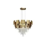 CHANDELIER DESROCH K9 CRYSTAL DROPS GOLDEN PENDANTS