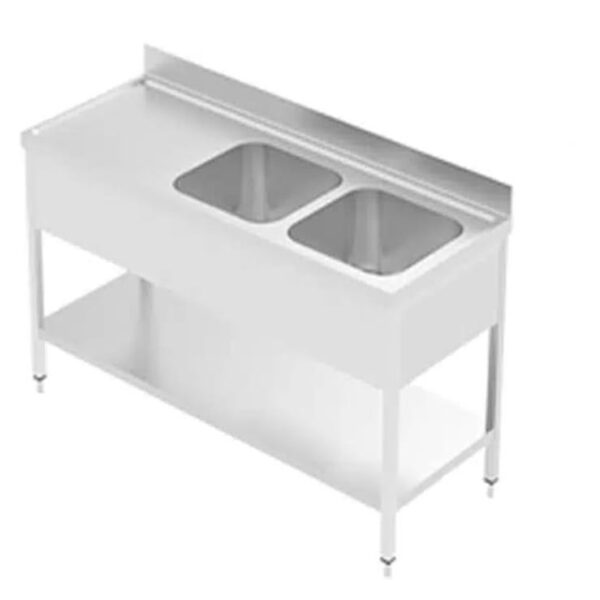 Stainless Steel Two Bowl Sink Table