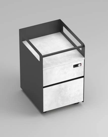 Mobile Office Pedestal with Black and Walnut Finish