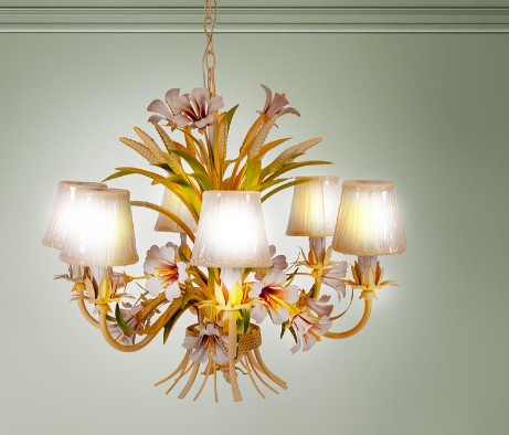 Chandelier American Rustic Rural Flower Chain Light Indoor Lighting