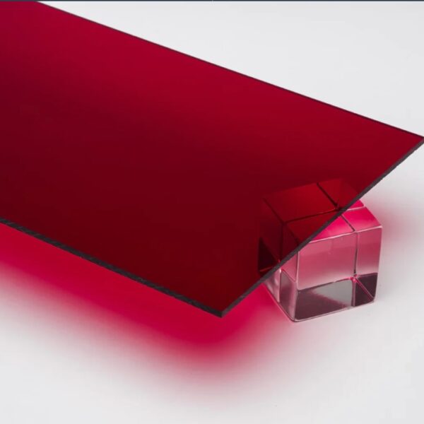 Shatter-resistant transparent red acrylic sheet