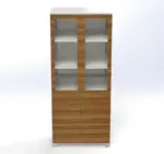 Linea Uno Tall Cabinet with Half Glass Doors W900 x D470 x H2137mm - Image 4