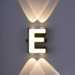 LED Alphabet Wall Lamp Letter Sign Wall Light Black Outside Indoor Decorative Light Letter E