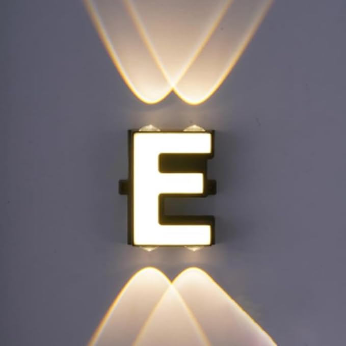 LED Alphabet Wall Lamp Letter Sign Wall Light Black Outside Indoor Decorative Light Letter E LED Alphabet Wall Lamp Letter Sign Wall Light Black Outside Indoor Decorative Light Letter E