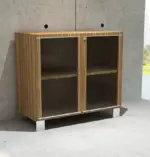 Linea Uno Small Cabinet with Glass Doors W900 x D470 x H92mm - Image 6