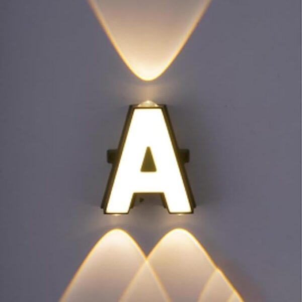 LED Alphabet Wall Lamp Letter Sign Wall Light Black Outside Indoor Decorative Light Letter A