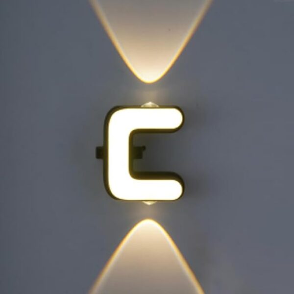 LED Alphabet Wall Lamp Letter Sign Wall Light Black Outside Indoor Decorative Light Letter C