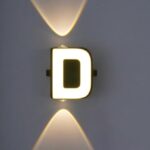 LED Alphabet Wall Lamp Letter Sign Wall Light Black Outside Indoor Decorative Light Letter D