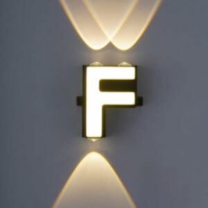 LED Alphabet Wall Lamp Letter Sign Wall Light Black Outside Indoor Decorative Light Letter F