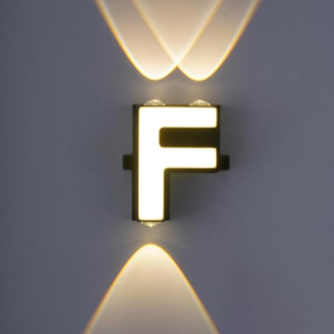 LED Alphabet Wall Lamp Letter Sign Wall Light Black Outside Indoor Decorative Light Letter F LED Alphabet Wall Lamp Letter Sign Wall Light Black Outside Indoor Decorative Light Letter F