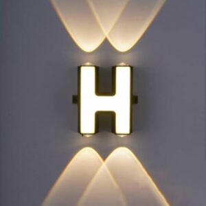 LED Alphabet Wall Lamp Letter Sign Wall Light Black Outside Indoor Decorative Light Letter H