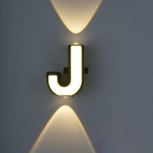 LED Alphabet Wall Lamp Letter Sign Wall Light Black Outside Indoor Decorative Light Letter J