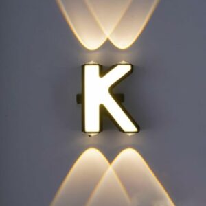 LED Alphabet Wall Lamp Letter Sign Wall Light Black Outside Indoor Decorative Light Letter K