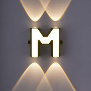 LED Alphabet Wall Lamp Letter Sign Wall Light Black Outside Indoor Decorative Light Letter M